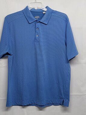 Cutter & Buck Polo Shirt DryTec Luxe Mens Large Performance Short Sleeve Blue